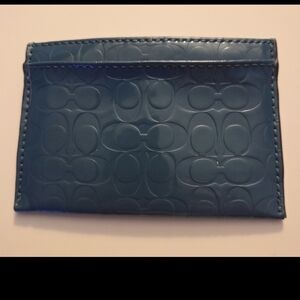 Coach Blue Embossed Card Holder